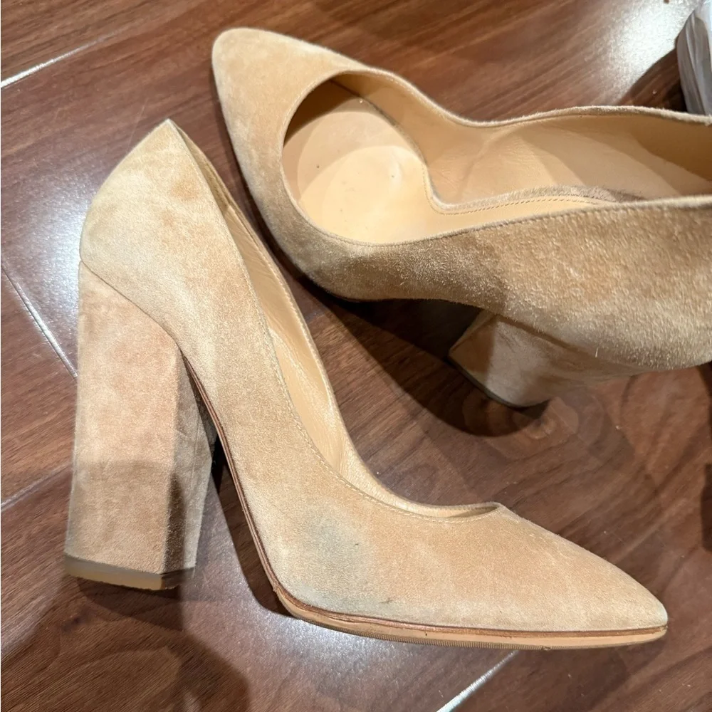 Sergio Rossi / suede Scarlett Pump block heel beige tan 40 10